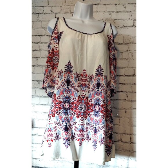 Anthropologie Fig and Flower / Cold Shoulder Peasant Blouse Top Shirt / Size Med - Picture 1 of 7